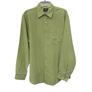 Indigo Palms Men’s Shirt M Green Check Long Sleeve Button Front Modal Blend